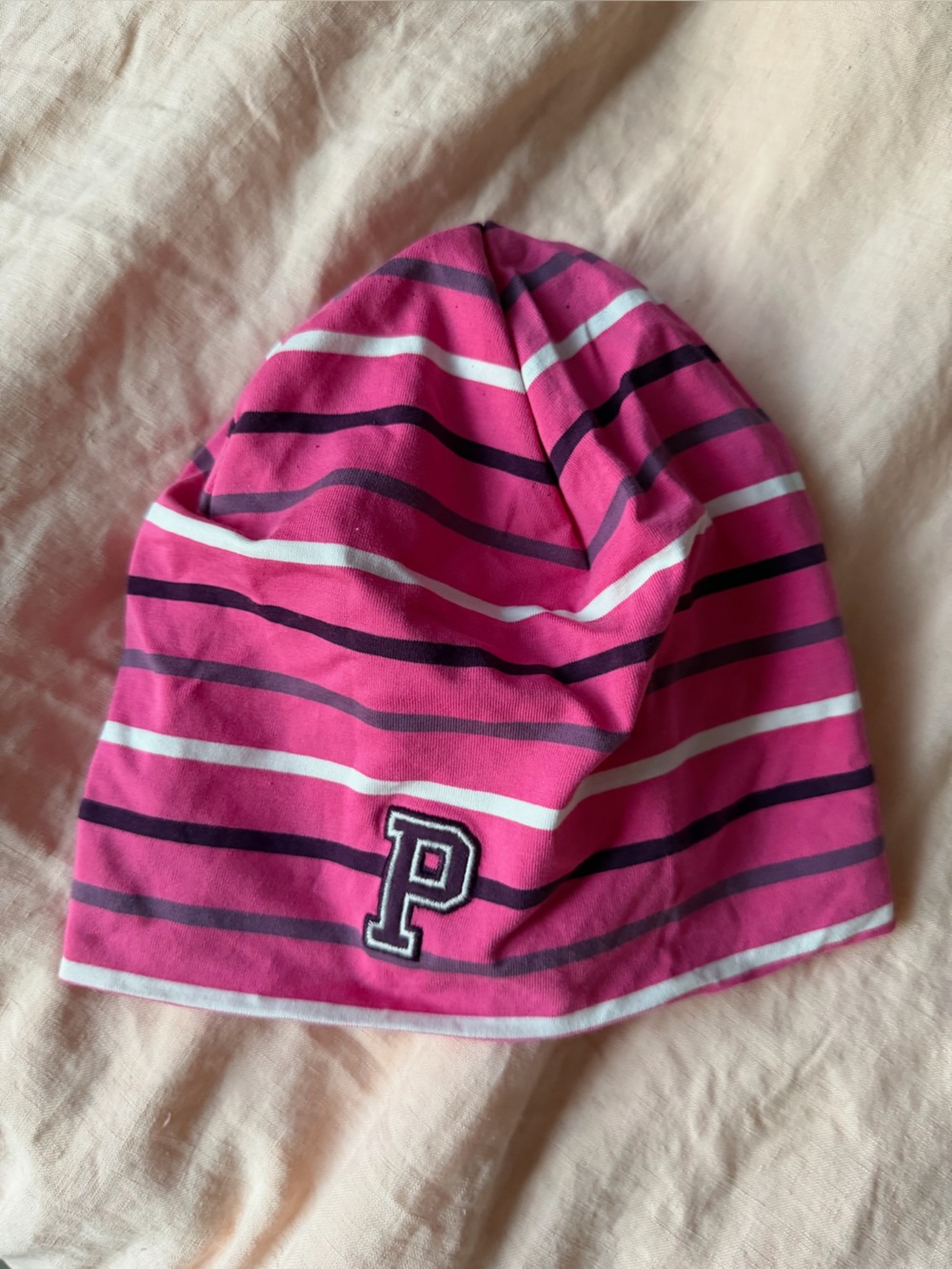Polarn O. Pyret Hot Pink and Navy Striped Hat